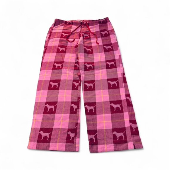 Y2K Victoria's Secret PINK Trustees of Pink Flannel Pajama Pants Red Plaid L - Picture 1 of 7